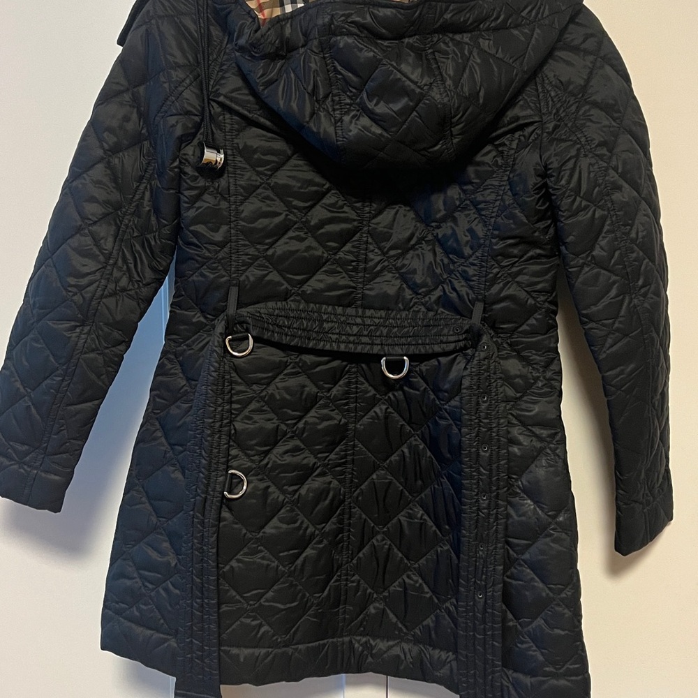 Burberry | Quilted coat with zipper, belt and removable hood, XS - Picture 4 of 6